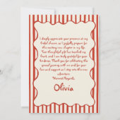 手イタリアン引き赤ブライダルシャワー サンキューカード (裏面)