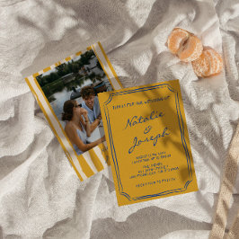 手イタリアン書のPinstripesの写真結婚の 招待状