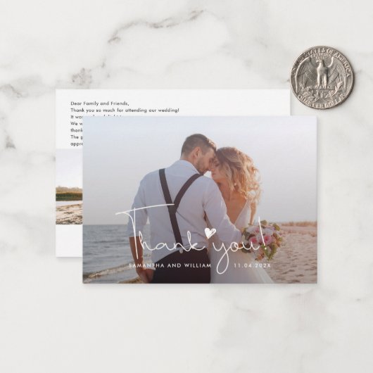 手エレガントでレタ結婚ーした写真 ノートカード (正面/裏面インサイチュ)