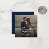 手エレガントで手紙を書いた結婚式の日写真ありがとう ノートカード (正面/裏面インサイチュ)