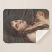 手エレガントを組んだ女の子(ヴィンテージアート) シェルパブランケット (正面(横))