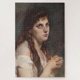 手エレガントを組んだ女の子(ヴィンテージアート) ジグソーパズル