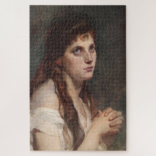 手エレガントを組んだ女の子(ヴィンテージアート) ジグソーパズル (縦)