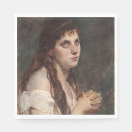 手エレガントを組んだ女の子(ヴィンテージアート) スタンダードランチョンナプキン