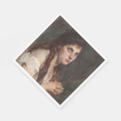 手エレガントを組んだ女の子(ヴィンテージアート) スタンダードランチョンナプキン (角)