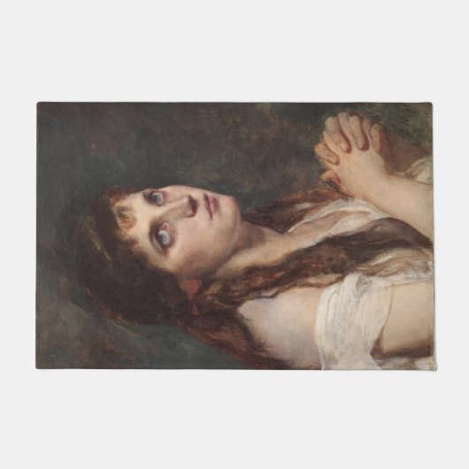 手エレガントを組んだ女の子(ヴィンテージアート) ドアマット (正面)