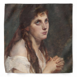 手エレガントを組んだ女の子(ヴィンテージアート) バンダナ