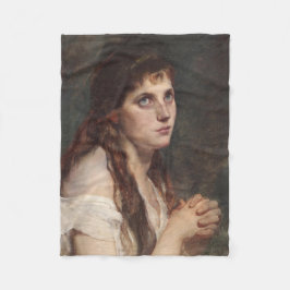 手エレガントを組んだ女の子(ヴィンテージアート) フリースブランケット