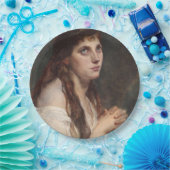 手エレガントを組んだ女の子(ヴィンテージアート) ペーパープレート (パーティー)