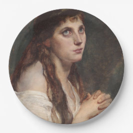 手エレガントを組んだ女の子(ヴィンテージアート) ペーパープレート