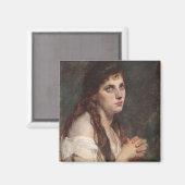 手エレガントを組んだ女の子(ヴィンテージアート) マグネット (正面/裏面)