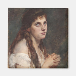 手エレガントを組んだ女の子(ヴィンテージアート) マグネット