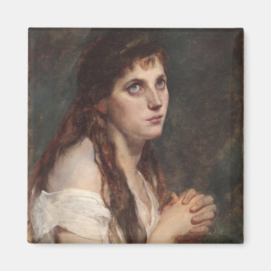 手エレガントを組んだ女の子(ヴィンテージアート) マグネット (正面)