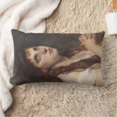 手エレガントを組んだ女の子(ヴィンテージアート) ランバークッション (ブランケット)