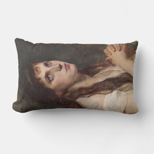 手エレガントを組んだ女の子(ヴィンテージアート) ランバークッション (正面)