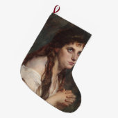 手エレガントを組んだ女の子(ヴィンテージアート) ラージクリスマスストッキング (正面 (吊り時))