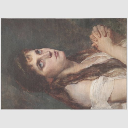 手エレガントを組んだ女の子(ヴィンテージアート) 薄葉紙 (正面)