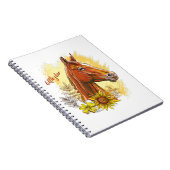 手エレガントスケッチ馬と植物と花 ノートブック (右側)