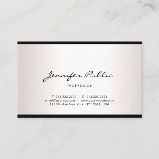 手エレガントフォント文字スクリプモダントシンプルデザイン 名刺 (正面)