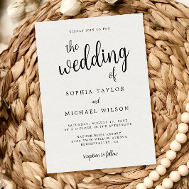 手エレガントレタリング白黒結婚 招待状