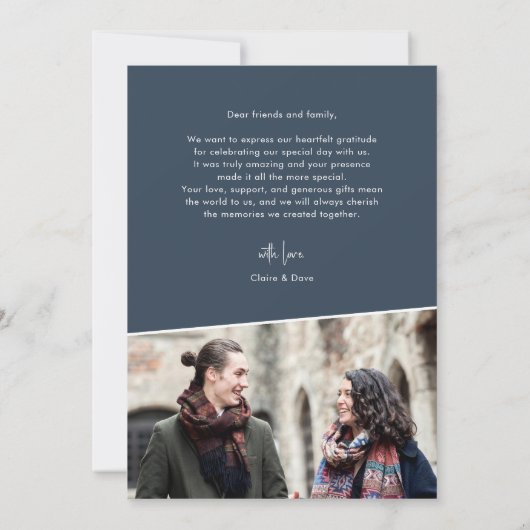 手エレガント入力の結婚サンキューカード サンキューカード (裏面)