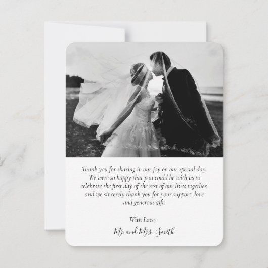 手エレガント入力結婚写真サンキューカード サンキューカード (裏面)