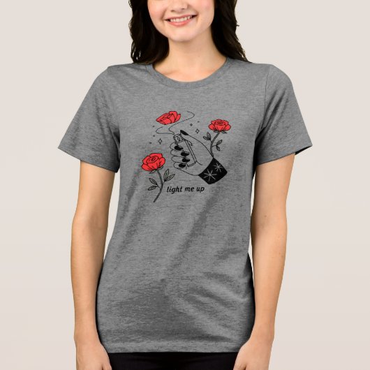手エレガント吹きにおいバラ トライブレンドTシャツ (正面)