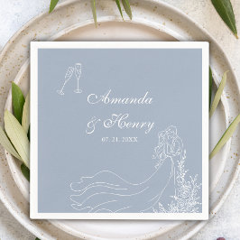 手エレガント引きカップルほこりっぽいブルー結婚ズ スタンダードカクテルナプキン