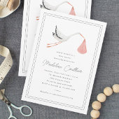 手エレガント引きコウノトリ女の子の赤ちゃんシャワー 招待状