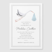 手エレガント引きストーク少年の赤ちゃんシャワー マグネット招待状 (正面)