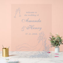 手エレガント引きダスティブルー結婚の歓迎