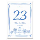 手エレガント引きドードルスクライブラブルウェディングパーティー テーブルナンバー (正面)