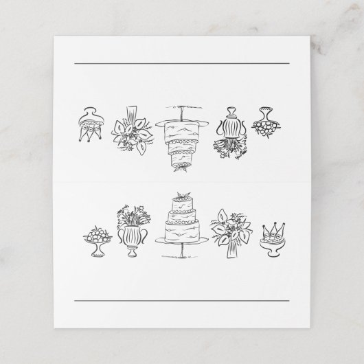 手エレガント引きドードルスクライブラブルウェディングパーティー プレイスカード (外部開封)