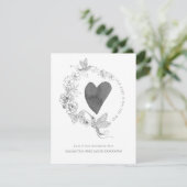 手エレガント引きハミングバードフローラリースハート 案内状 (スタンド正面)