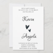 手エレガント引きハート結婚式招待状 招待状 (正面)