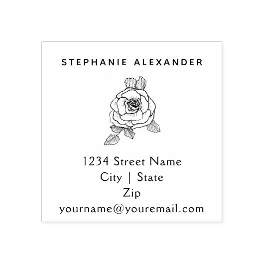 手エレガント引きバラの花カスタム ラバースタンプ (インプリント)