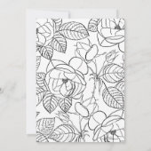 手エレガント引きバラフローラ白黒デザイン 招待状 (裏面)