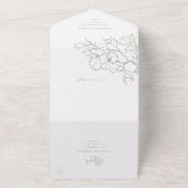 手エレガント引きフローラセージ結婚グリーン オールインワン招待状 (外側)