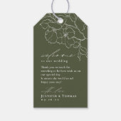 手エレガント引きフローラセージ結婚グリーン ギフトタグ (正面)