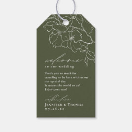 手エレガント引きフローラセージ結婚グリーン ギフトタグ
