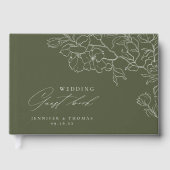 手エレガント引きフローラセージ結婚グリーン ゲストブック (正面)