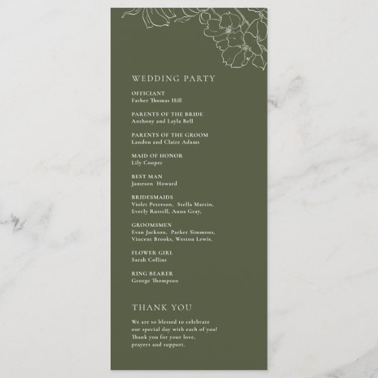手エレガント引きフローラセージ結婚グリーン プログラム (裏面)