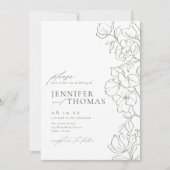 手エレガント引きフローラセージ結婚グリーン 招待状 (正面)