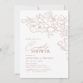 手エレガント引きフローラテラコッタカップルシャワー 招待状