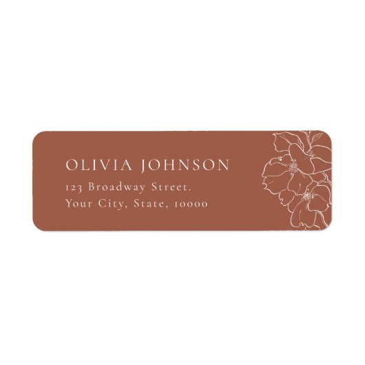 手エレガント引きフローラテラコッタ差出人住所 ラベル (正面)