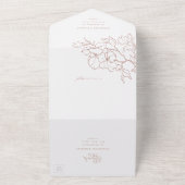 手エレガント引きフローラ結婚テラコッタ オールインワン招待状 (外側)