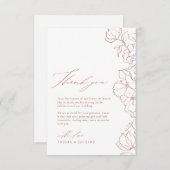 手エレガント引きフローラ結婚テラコッタ サンキューカード (正面/裏面)