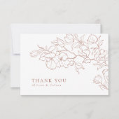 手エレガント引きフローラ結婚テラコッタ サンキューカード (正面)