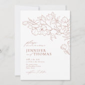 手エレガント引きフローラ結婚テラコッタ 招待状 (正面)