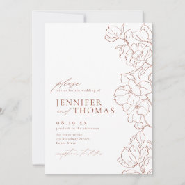 手エレガント引きフローラ結婚テラコッタ 招待状